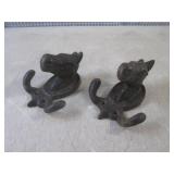 (EC1) 2 Vintage Cast Iron Horse Hea...