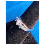 Sterling Silver Opal and Blue Topaz Ring - Size 7