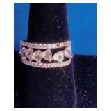 Sofia B. Sterling Silver Heart-Shaped Lab-Created White Sapphire Open Design Ring - Size 8