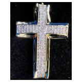 10K Yellow Gold 1/3 ct tw Diamond Cross Pendant