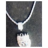 Steeltime 18K Gold Over Stainless Steel CZ Lion Pendant With Chain