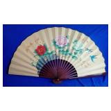 Oriental HAND PAINTED FAN Decor Wall Hanging Floral Motif