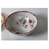 Set of 5 Vintage Japanese Porcelain Dishware with Hand-Painted Designs