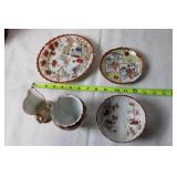 Set of 5 Vintage Japanese Porcelain Dishware with Hand-Painted Designs