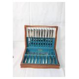 Vintage Wm. Rogers & Son Original Silverplate Flatware Set with Wooden Case