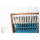 Vintage Wm. Rogers & Son Original Silverplate Flatware Set with Wooden Case