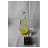 Vintage Yellow Lava Lamp and Decorative Glass Box with Lid