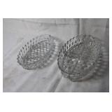 Set of 2 Vintage Cut Glass Divided Dishes