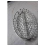 Set of 2 Vintage Cut Glass Divided Dishes