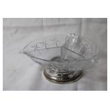 Cut Glass Dish with Silver Plated Base