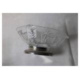 Cut Glass Dish with Silver Plated Base