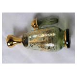 Vintage Green and Gold Decanter Set with 6 Glasses