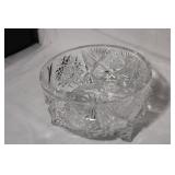 Elegant Vintage Cut Glass Crystal Serving Bowl