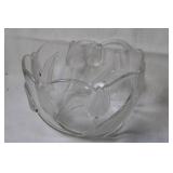 Clear Glass Bowl with Etched Floral Design