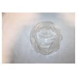 Clear Glass Bowl with Etched Floral Design