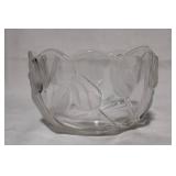 Clear Glass Bowl with Etched Floral Design