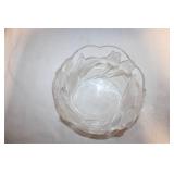 Clear Glass Bowl with Etched Floral Design