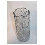 Elegant Crystal Vase with Floral Engravings 9-Inch