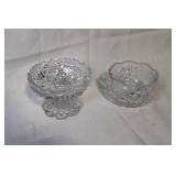 Set of 2 Crystal Bowls with Intricate Cut Designs