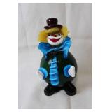 Handcrafted Glass Clown Figurine with Green Base