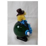 Handcrafted Glass Clown Figurine with Green Base