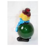Handcrafted Glass Clown Figurine with Green Base