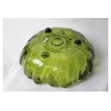 Vintage Green Glass Bowl with Scalloped Edge