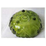 Vintage Green Glass Bowl with Scalloped Edge