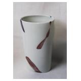 Pair of Decorative Vases: Pink Floral Ceramic and Abstract Cylinder