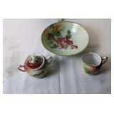 Set of Vintage Hand-Painted Ceramic Dishware with Fruit Motif