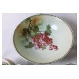 Set of Vintage Hand-Painted Ceramic Dishware with Fruit Motif