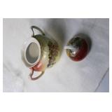 Set of Vintage Hand-Painted Ceramic Dishware with Fruit Motif