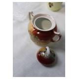 Set of Vintage Hand-Painted Ceramic Dishware with Fruit Motif