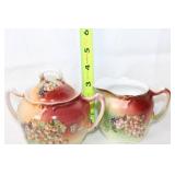 Set of Vintage Hand-Painted Ceramic Dishware with Fruit Motif