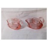 Pair of Vintage Pink Glass Swan Dishes