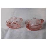 Pair of Vintage Pink Glass Swan Dishes