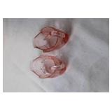 Pair of Vintage Pink Glass Swan Dishes