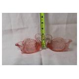 Pair of Vintage Pink Glass Swan Dishes