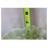 Vintage Vaseline Glass Hobnail Bowl with Ruffled Edge