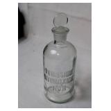 Set of 2 Vintage Glass Lab Bottles with Embossed Labels