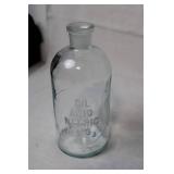 Set of 2 Vintage Glass Lab Bottles with Embossed Labels