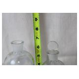 Set of 2 Vintage Glass Lab Bottles with Embossed Labels