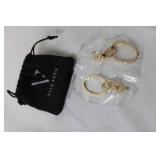 Vita Fede Gold-Tone Hoop Earrings with Black Drawstring Pouch