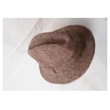 Harris Tweed Brown Houndstooth Fedora Hat - Size L