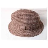 Harris Tweed Brown Houndstooth Fedora Hat - Size L
