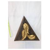Burwood Products Co. Triangular Wall Decor with Golden Leaf Design