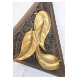 Burwood Products Co. Triangular Wall Decor with Golden Leaf Design