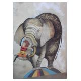 Framed Elephant Artwork Signed by Artist