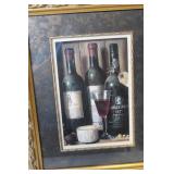 Framed Vintage Wine Themed Painting by Artist Krupnik