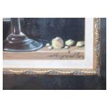 Framed Vintage Wine Themed Painting by Artist Krupnik